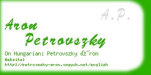 aron petrovszky business card